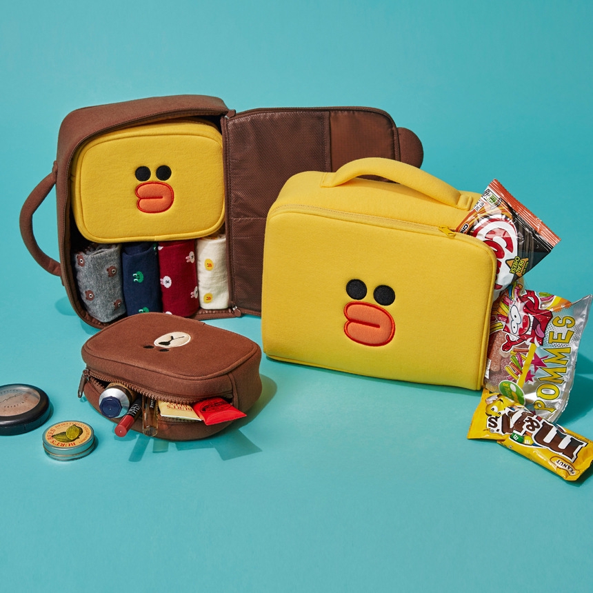 LINE FRIENDS Túi Đựng Mỹ Phẩm Hình Gấu Nâu Hoạt Hình Dễ Thương