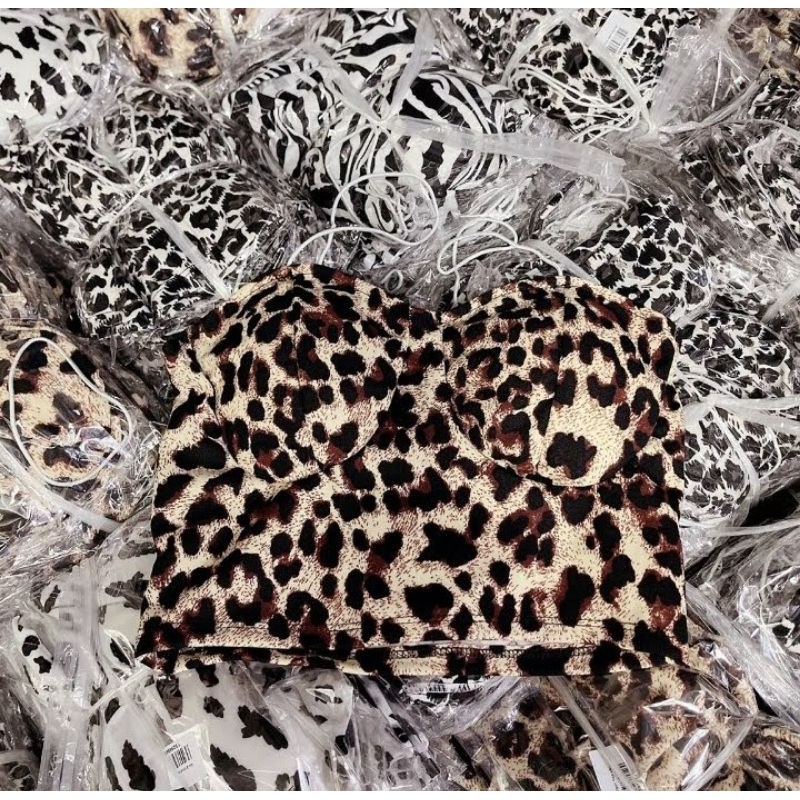 Áo croptop hai dây bún có mút ngực họa tiết vằn hàng y hình kèm ảnh thật chính chủ ( free sire từ 40-53kg)