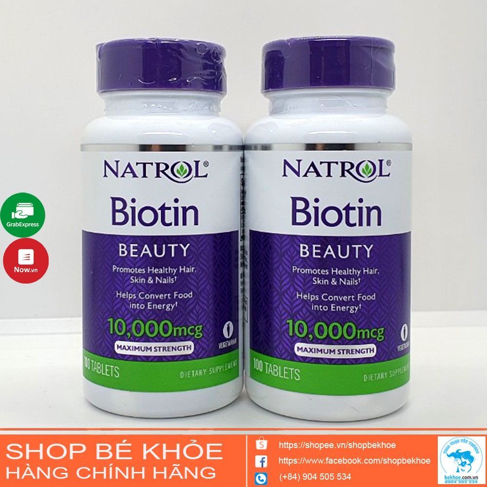 Biotin natrol 100v - viên uống chống rụng tóc natrol biotin 10000mcg mỹ - ảnh sản phẩm 1