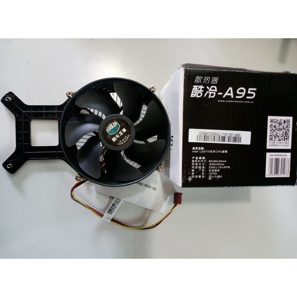 Fan CPU CoolerMater A95 Socket Intel 775: Thân tản nhiệt bằng nhôm, đế chuẩn vặn ốc - Thiết kế chắc chắn