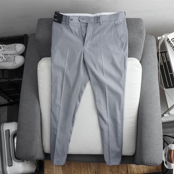 Quần Tây Zara Man ống suông, xếp ly, Xám