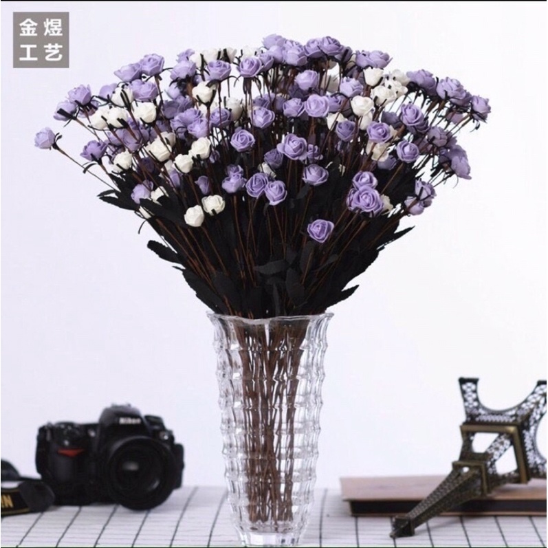 Hồng mini dạng bụi hoa giả,hoa giấy,cành 15 bông hoa nhí