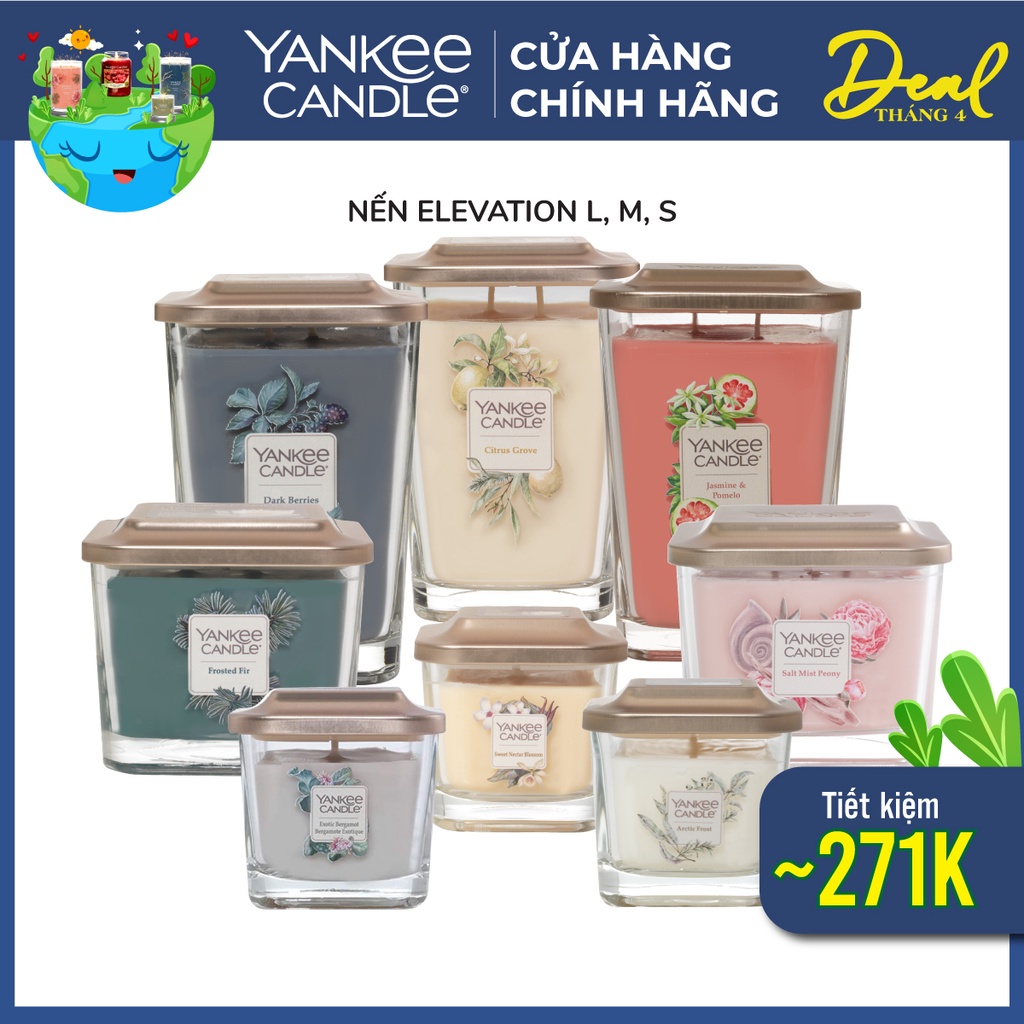 Nến thơm Sáp đậu nành Elevation Yankee Candle (tùy chọn size &amp; mùi hương)