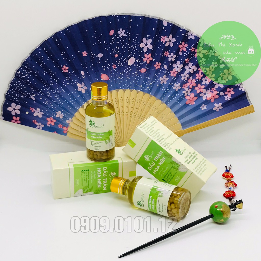 Dầu tràm huế nguyên chất ngâm hoa nén chính hãng Oganic+ chai 50ml