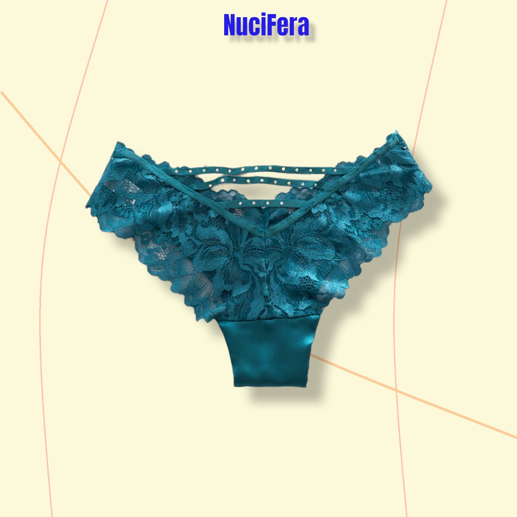 Quần lọt khe ren phối lụa mềm NuciFera eo thấp dáng ôm nửa mông