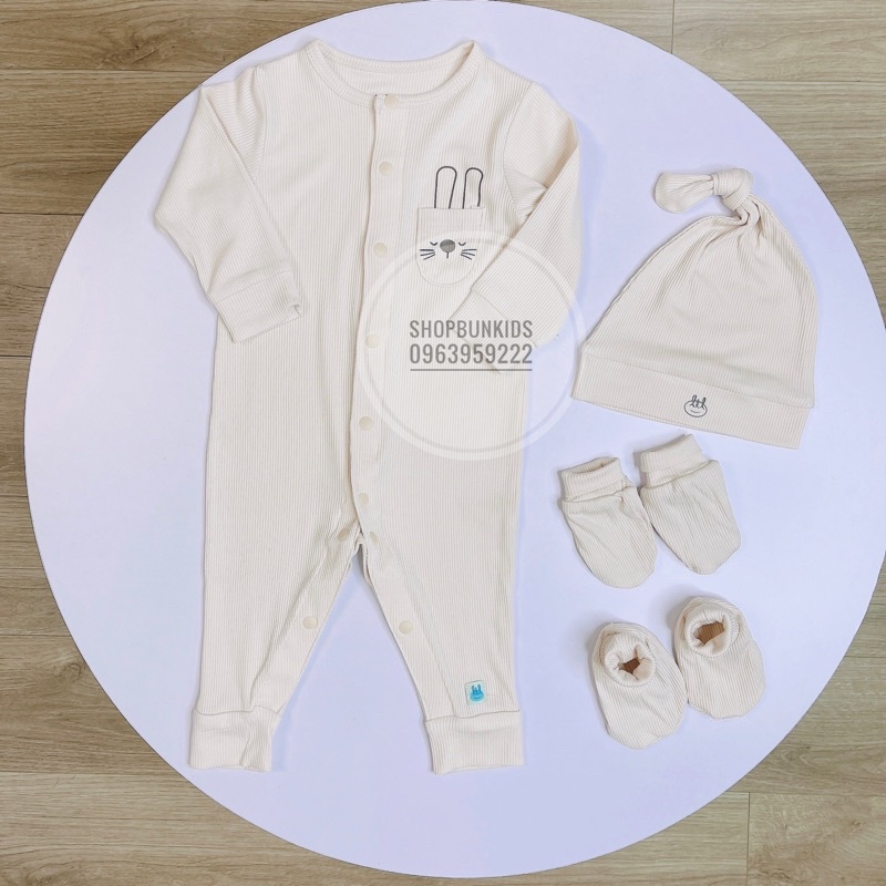 Body vải tăm LIL Little love Bộ liền thân sơ sinh