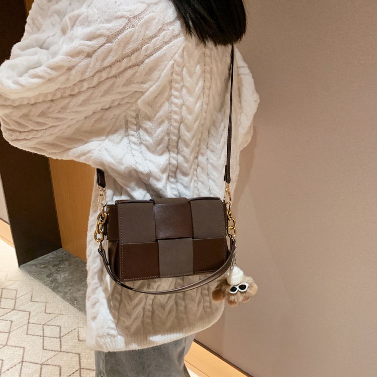 Túi Đeo Chéo Vải Dệt Màu Sắc Tương Phản Phong Cách retro Dành Cho Nữ