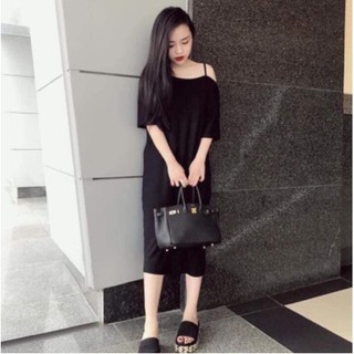 Váy xuông tay lỡ lệch vai