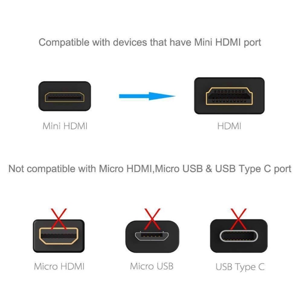 Cáp HDMI Mini loại C sang đầu tiêu chuẩn 1 mét