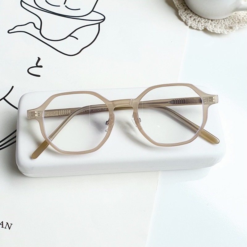 Kính giả cận, Gọng kính cận đa giác lõi thép 9035 chống ánh sáng xanh, UV400 cao cấp Jolie eywear