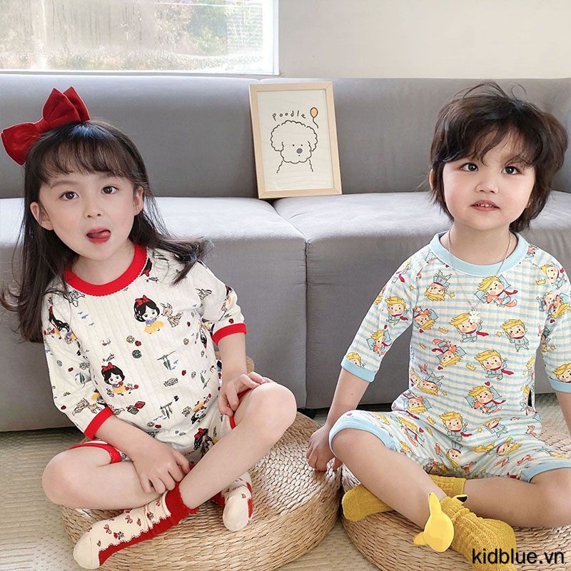 Bộ Đồ Ngủ 2 Món Bằng Cotton Thời Trang Xuân Hè Cho Trẻ Em