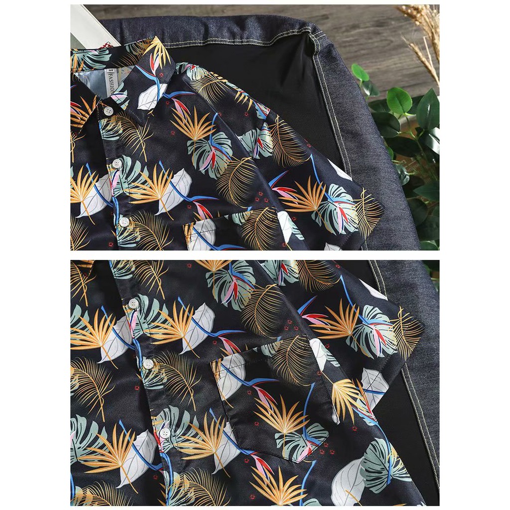 Áo Sơ Mi Nam Ngắn Tay In Hình Thời Trang Hàn Quốc