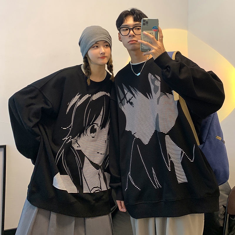 Áo Hoodie Dáng Rộng Thiết Kế Mới Họa Tiết Anime Thời Trang Theo Phong Cách Hàn Quốc Dành Cho Cặp Đôi