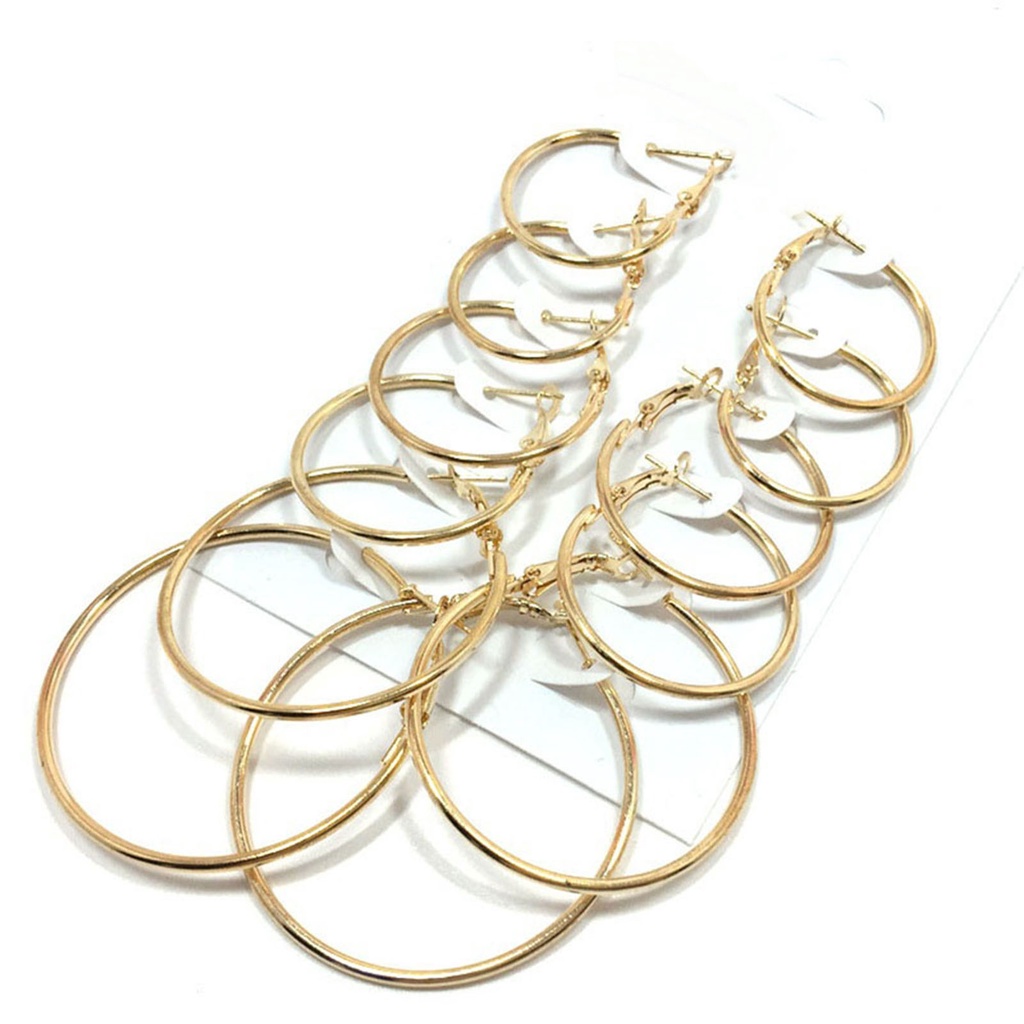 Set 6 đôi hoa tai vòng tròn thời trang nữ