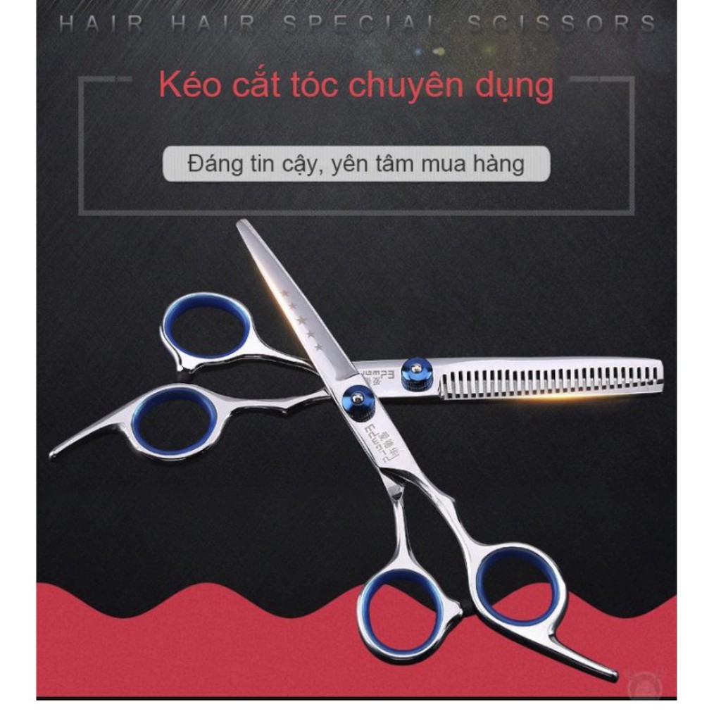 Bộ dụng cụ cắt tóc chuyên dụng Barber Shop (kéo có răng + kéo phẳng) 