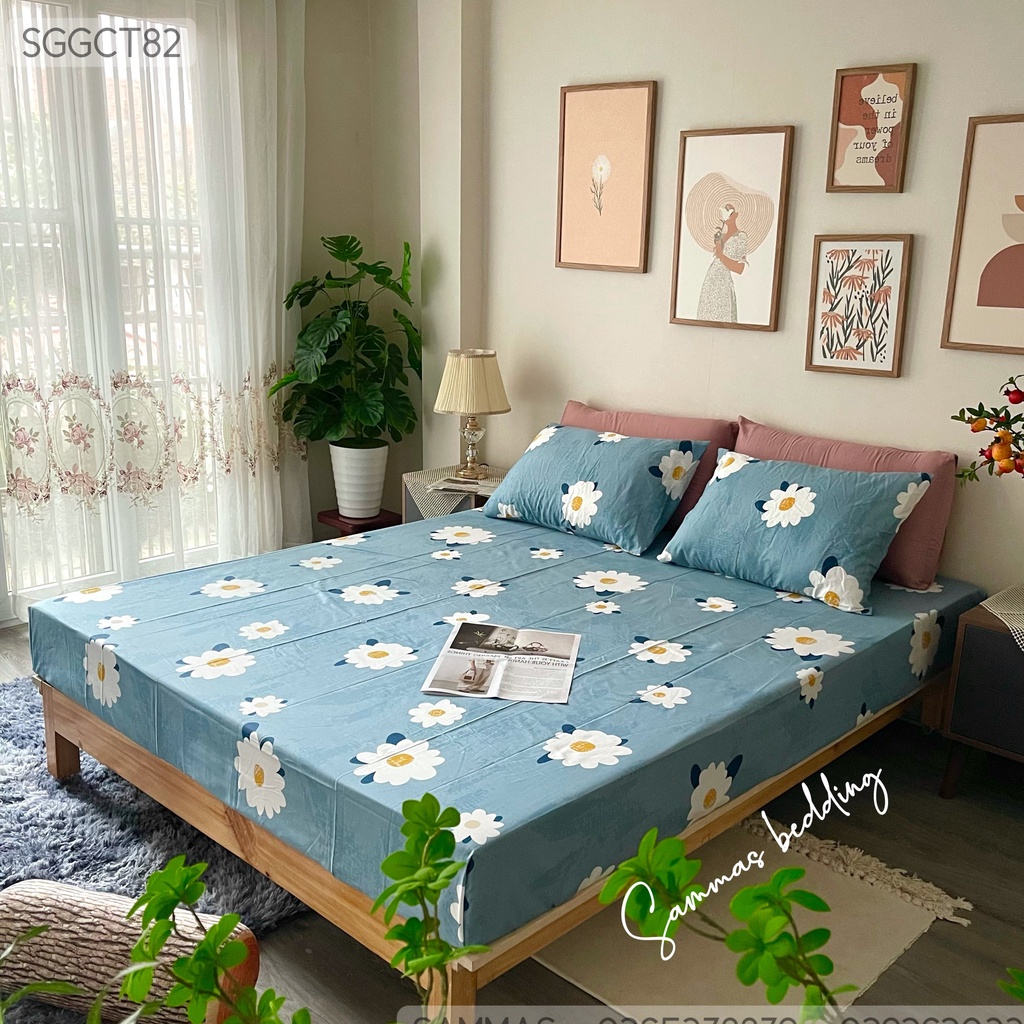 Bộ Ga Trải Giường Hoa Nhí Dễ Thương, Drap Thun Bọc Nệm Cotton 100%
