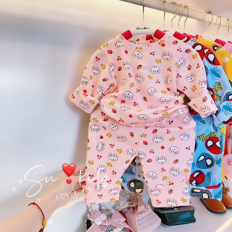 xả Bộ cotton in hình QC cho bé gái