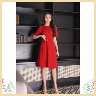 Đầm Dự Tiệc Lury Nữ, Đầm Thiết Kế Dáng Xòe Vải Mango Cao Cấp, Tag Váy Đính Đá Nổi Bật, Màu Đỏ Tôn Da Mặc Siêu Đẹp -V205