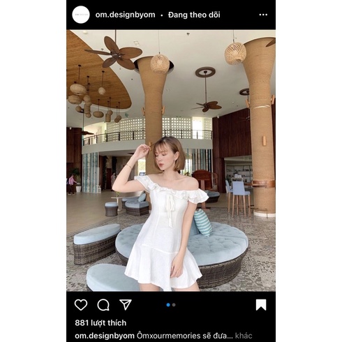 thanh lý  ( pass ) đầm trễ vai sz S của Om ( om design by om ) new 98%