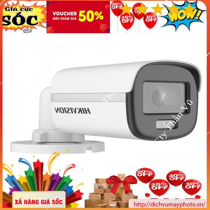 Camera màu DS-2CE10DF0T-F (DS-2CE10DF0T-PF)  TVI Hik 2MP Thân Sắt Nhỏ( Hoặc Thân Nhựa Nhỏ) Có Màu đèn trợ sáng 20m