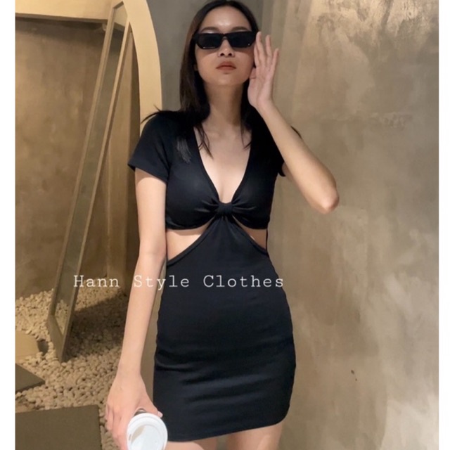 ĐẦM TAY NGĂN KHOÉT EO ÔM BODY