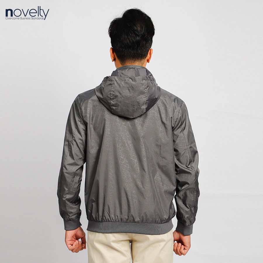 Áo jacket nam in chìm nón rời Novelty trượt nước màu xám đậm 2203262