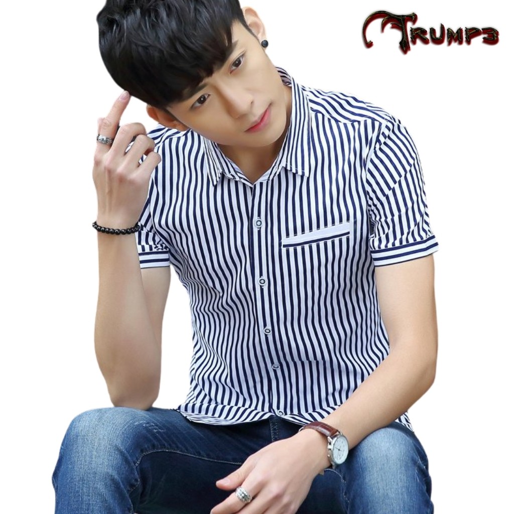 Áo Sơ Mi Nam Ngắn Tay H&H-SMPT07 Phối Túi Giả Form Slimfit Chất Kate Mềm Mịn Không Nhăn Phai -2 màu #8
