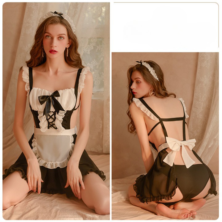 Bộ Cosplay Nữ Hầu Gái Đầy Đủ Phụ Kiện Váy + Chip + Cài Tóc + Tạp Dề 178