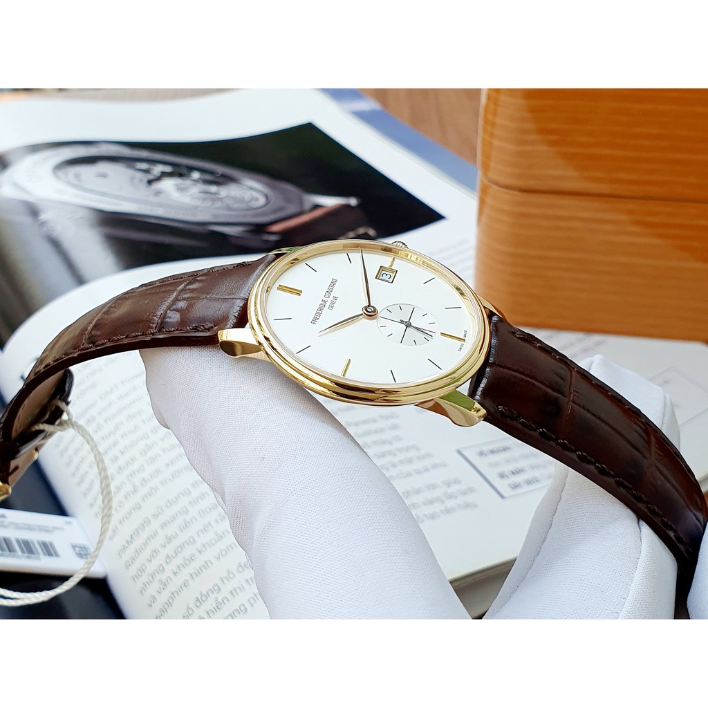 Đồng hồ nam chính hãng Frederique Constant FC Slimline Quartz Gold FC-245V4S5 - Máy Pin Thụy Sĩ - Kính Sapphire