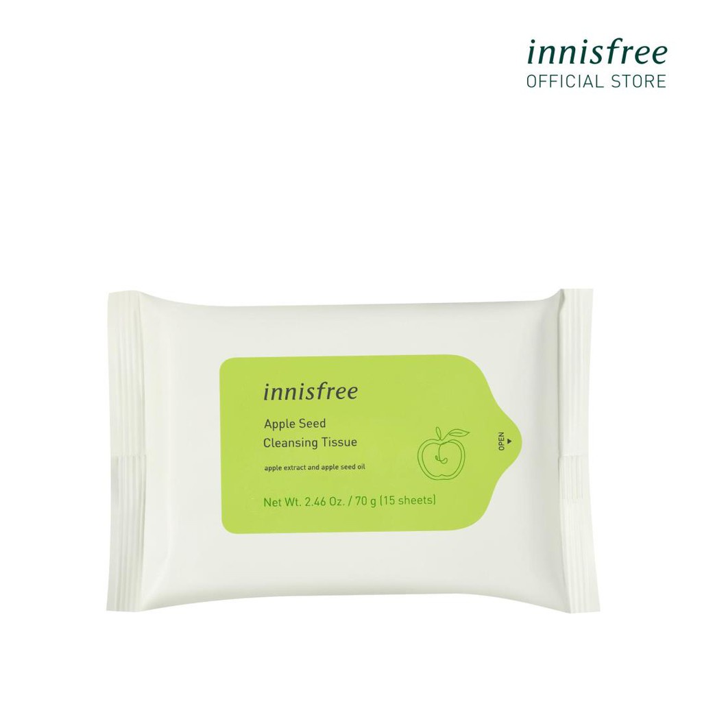 Khăn ướt tẩy trang innisfree Apple Seed Cleansing Tissue 15 tờ