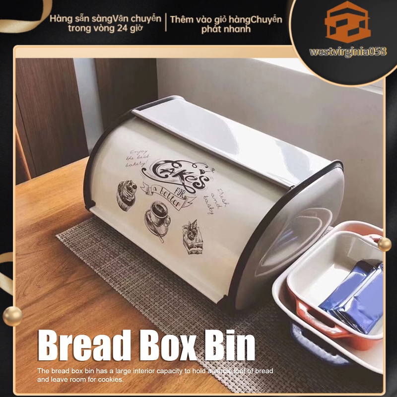 Có thể bán buôn Thùng đựng bánh mì Dung tích lớn Hoa văn dễ thương Cửa cuốn trên cùng Lưu trữ Giá đỡ cho tiệm gia đình Westvirginia058 Hàng giao ngay
