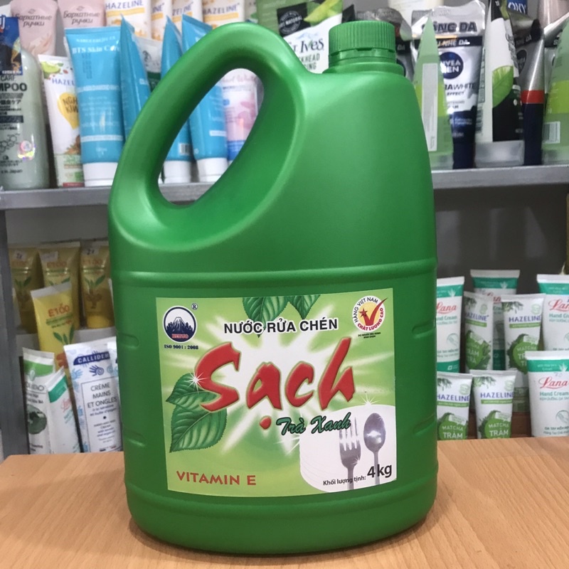 Nước rửa chén Net Sạch Vitamin E hương Trà Xanh can 4kg