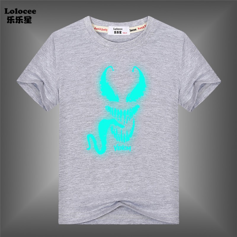 MARVEL áo nam Ngắn Tay In Hình Người Nhện Venom Dạ Quang