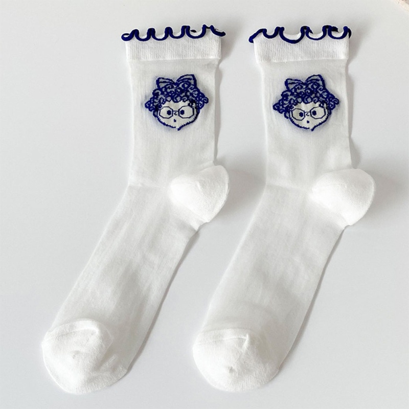 Youyo Đôi Tất Sợi Thủy Tinh Xuyên Thấu Họa Tiết Hoạt Hình Lolita Ngọt Ngào Cho Nữ