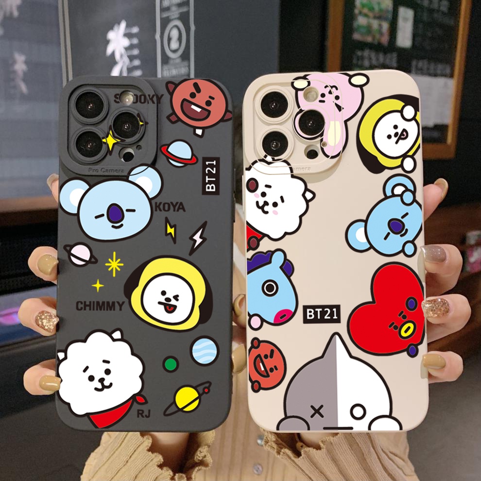 Ốp Điện Thoại Viền Vuông In Hoạt Hình BT21 Cho OPPO A16 A15 A16E A16k A95 Reno6 Z 5G A94 A54 A74 4G A53 A76 A96 4G A12 A5S A7