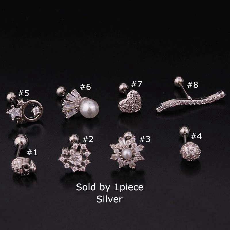 1 Khuyên tai thép không gỉ nhiều màu sắc 6mm 20g
