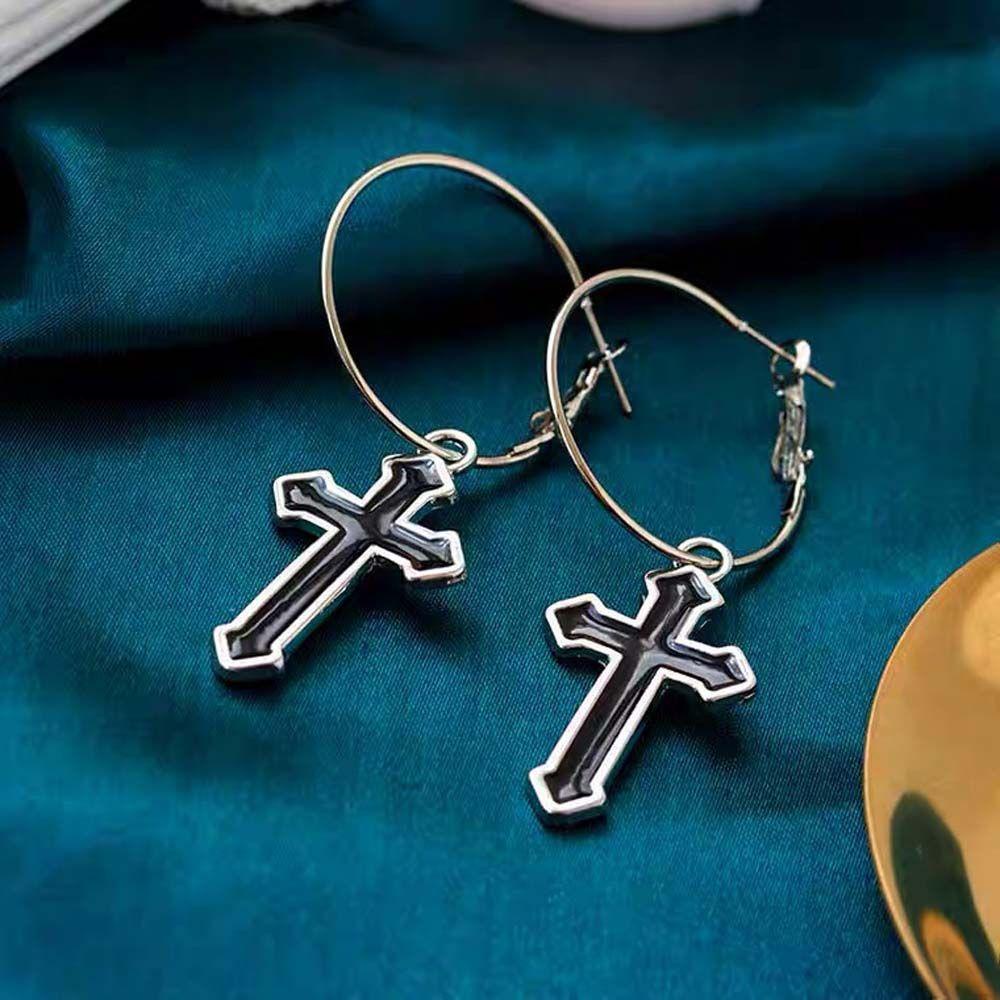 Khuyên Tai Hợp Kim Hình Thánh Giá Đơn Giản Thanh Lịch Cho Nam