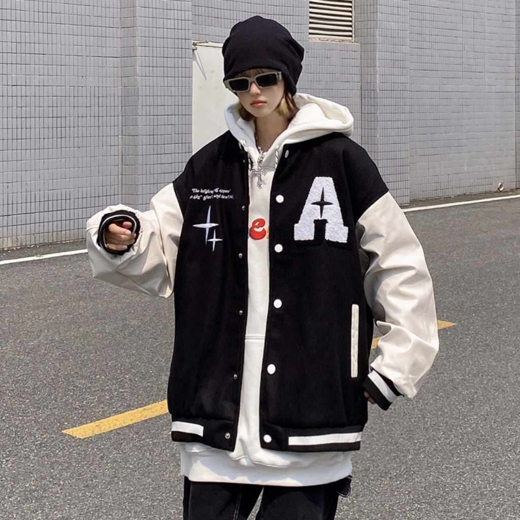 Áo Bomber Nỉ Chữ A Cộng Dáng Rộng ❤ Áo Khoác Jacket Nam Nữ