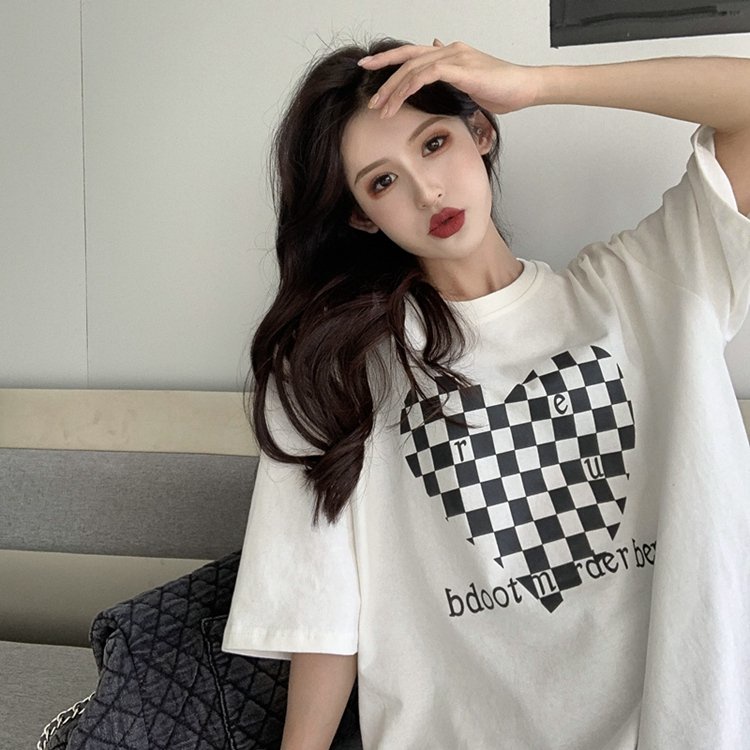 Áo Thun Trái Tim Caro 3158 PEONYB Nữ [FREESHIP] Phông form rộng tay lỡ vintage, retro đơn giản hssv cá tính Ulzzang