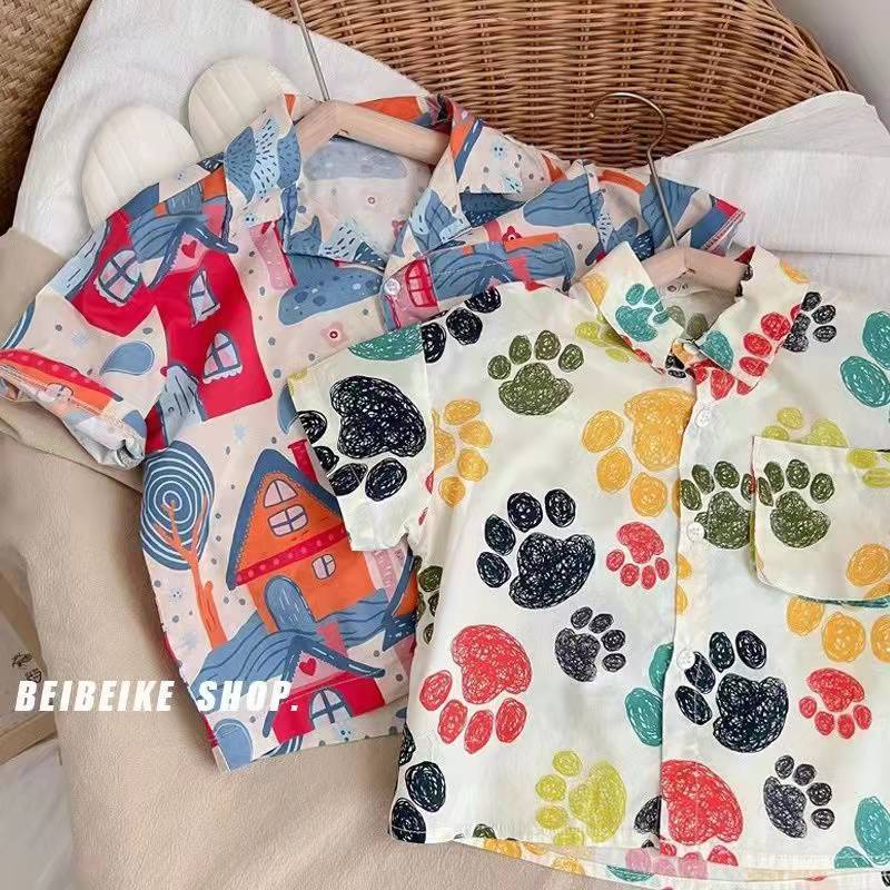 Áo Sơ Mi Mỏng Mùa Hè Tay Cộc Thoải Mái Phong Cách Mori Phương Tây Dễ Phối Đồ Cho Bé Trai