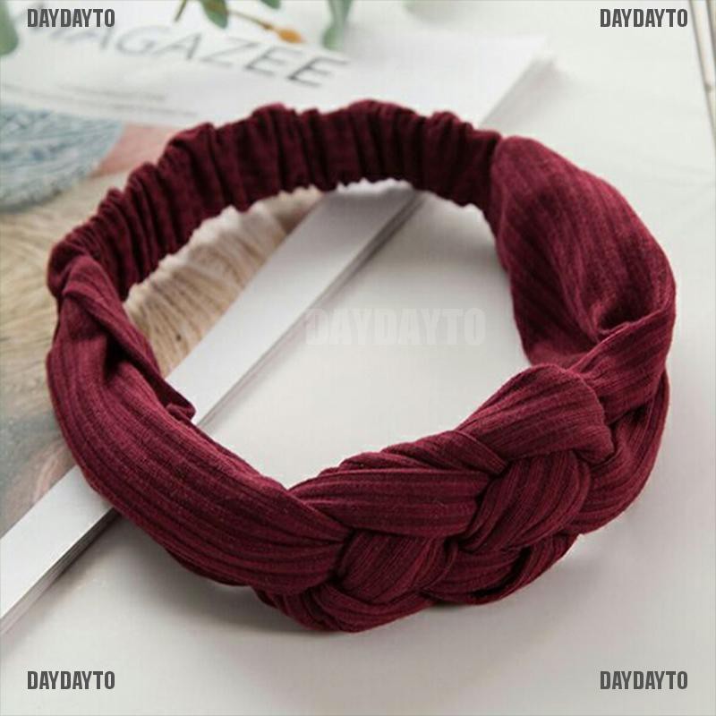 Băng Đô Thắt Nút Co Giãn Màu Trơn Cho Nữ