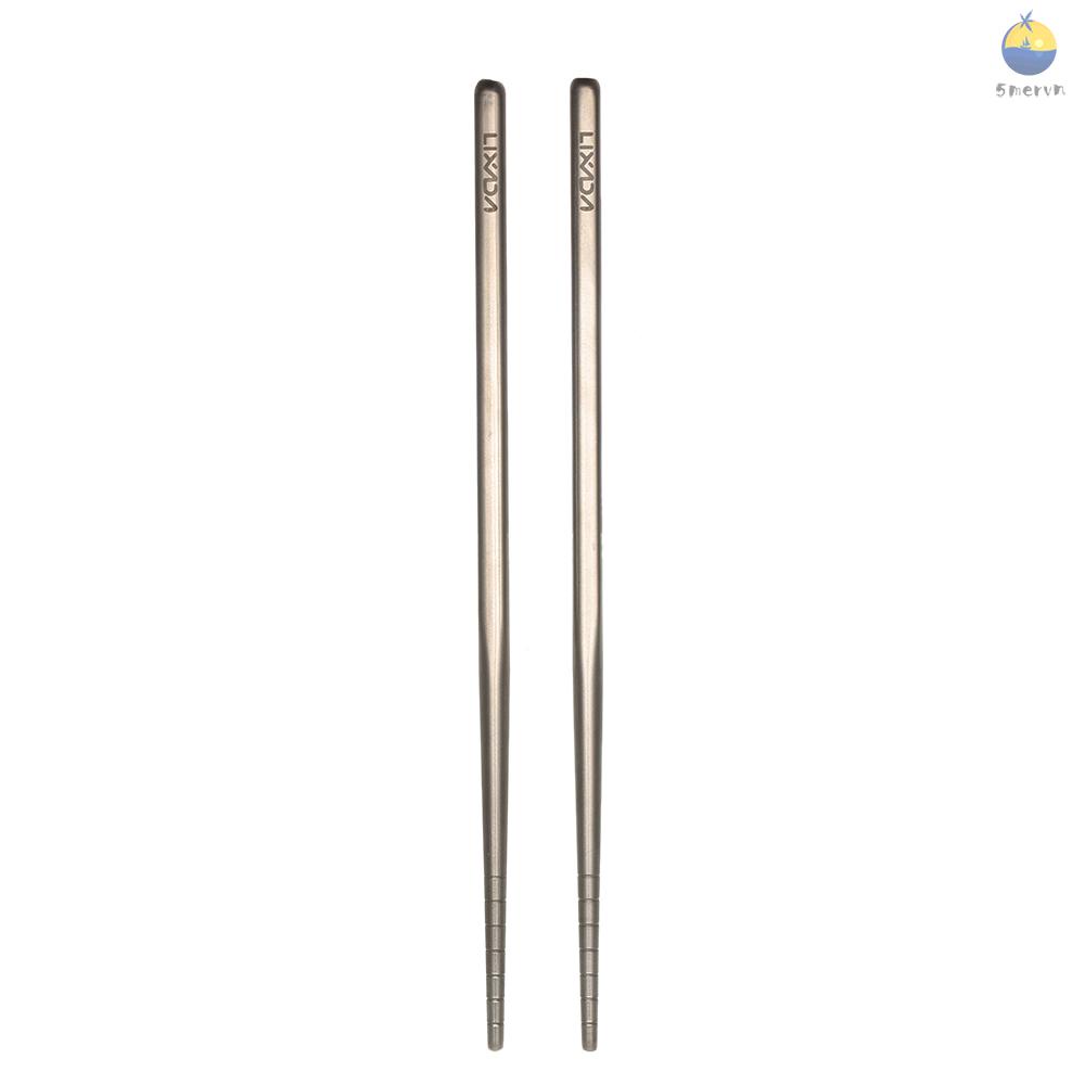 1 Đôi Đũa Titan Siêu Nhẹ Hình Vuông Có Thể Tái Sử Dụng Kèm Túi Đựng 195mm / 230mm Lixada