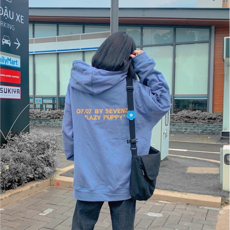 Áo Khoác Hoodie Zip Nỉ Bông 07.07 màu Xanh xám/Nam nữ Unisex/FREESHIP