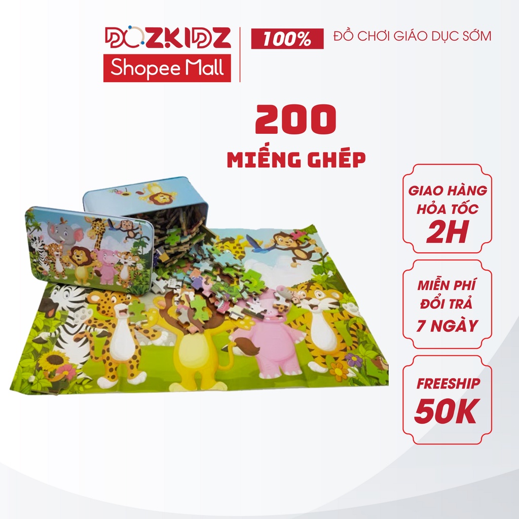 Đồ chơi ghép hình - Hộp 200 miếng ghép hình theo chủ đề cho bé từ 4 tuổi trở lên - DOZKIDZ