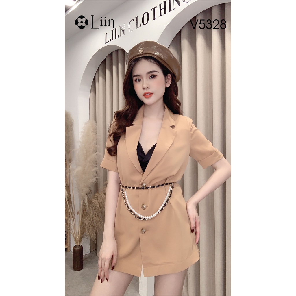 Áo Vest nữ màu Nâu Cộc tay kèm Dây đeo xinh xắn dễ mix đồ Liin Clothing V5328 | BigBuy360 - bigbuy360.vn