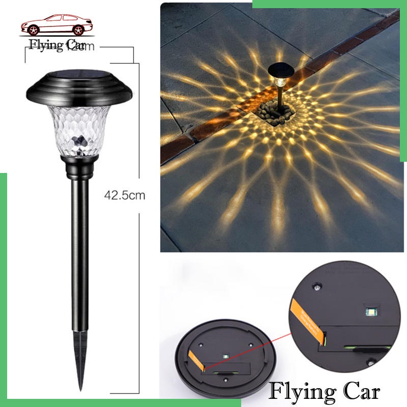 2 đèn cắm lối đi sân vườn dùng năng lượng mặt trời bằng thép không gỉ