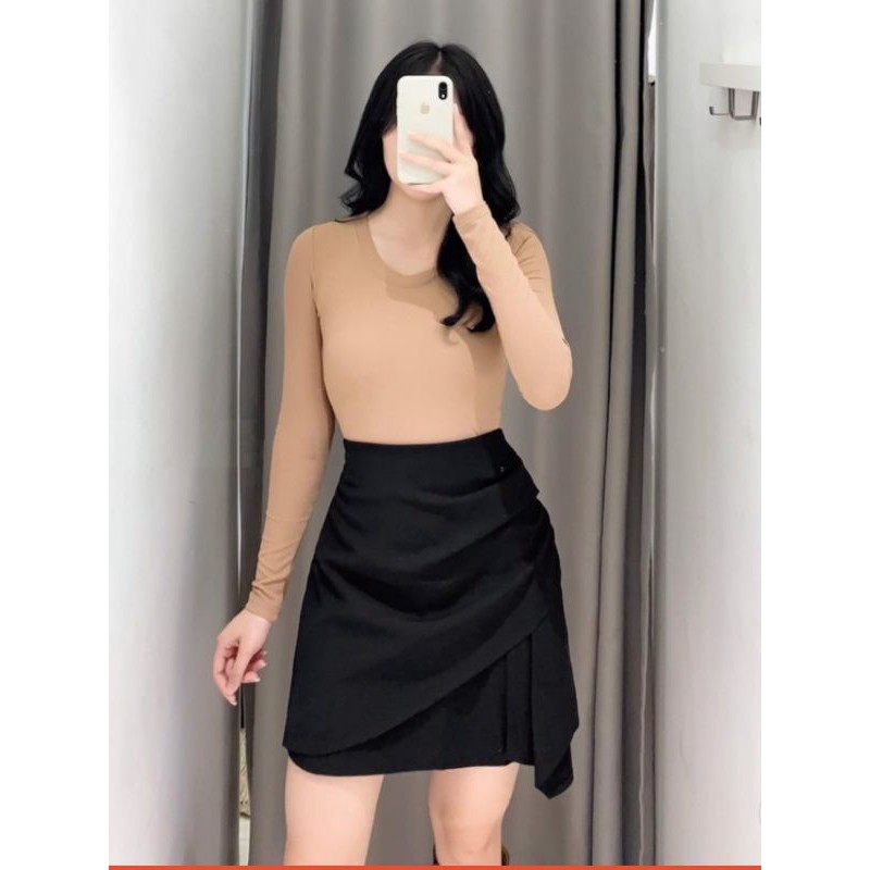 💥Chân Váy Ngắn A Cách Điệu Bên Hông Cực Sang Tà Lệch Hai Màu Đen - Nâu Tây Trẻ Trung Năng Động | BigBuy360 - bigbuy360.vn