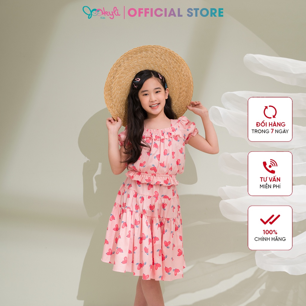 Bộ quần áo JOOKYLI bé gái họa tiết hồng 96G0939