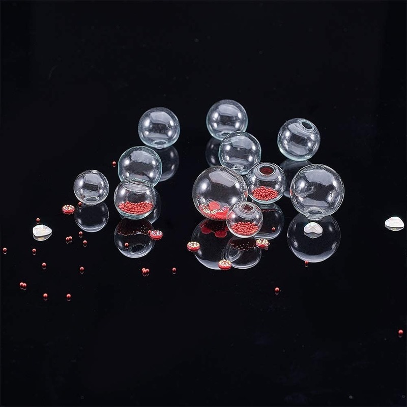200pcs 4 Size Mini Empty Clear Glass Globe Bottle Wish Glass Ball for DIY Pendant Charms Stud Earring Making(12mm, 14mm, 16mm, 18mm)
