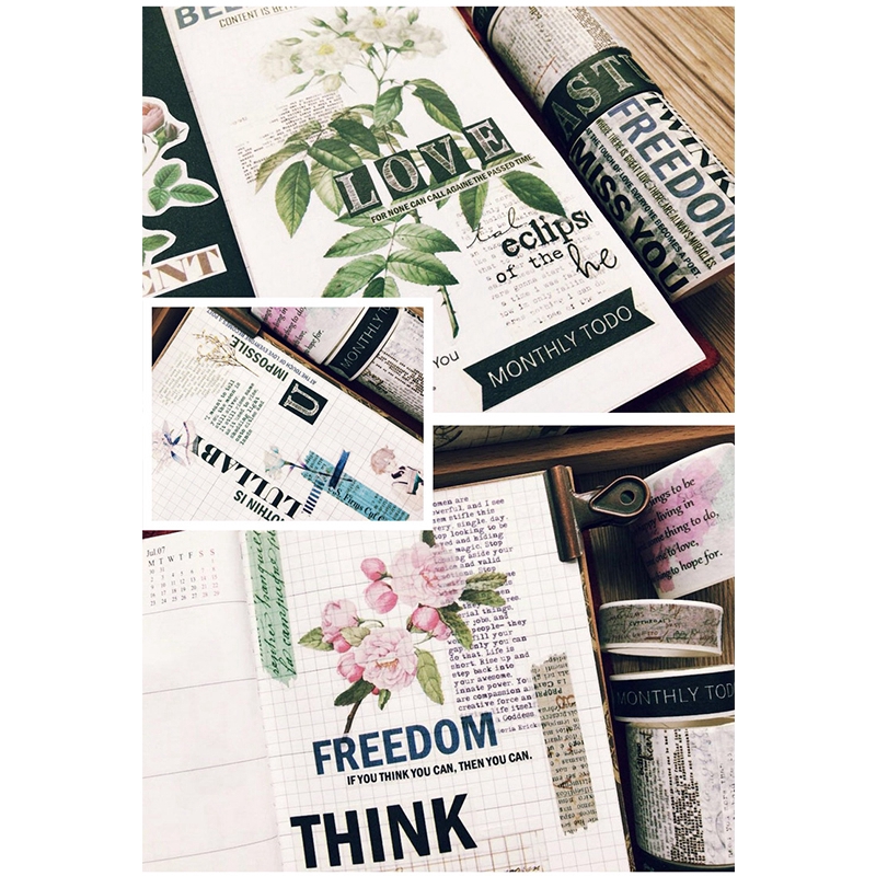 5m Băng Dính Washi Tape In Chữ Tiếng Anh Dùng Trang Trí Scrapbook